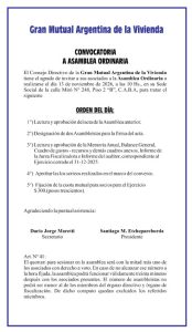 Gran mutual argentina de la vivienda Asamblea noviembre 2026